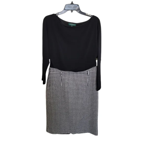 Lauren Ralph Lauren Women's size 8 Black and White Houndstooth Mini Dress. - Picture 2 of 9